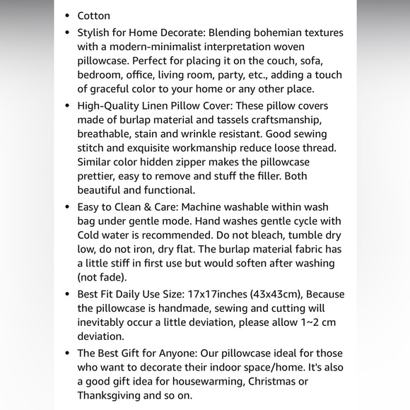 NIP | Cream Macrame Throw Pillow Covers W/ Tassels Set of 2 - Picture 7 of 14